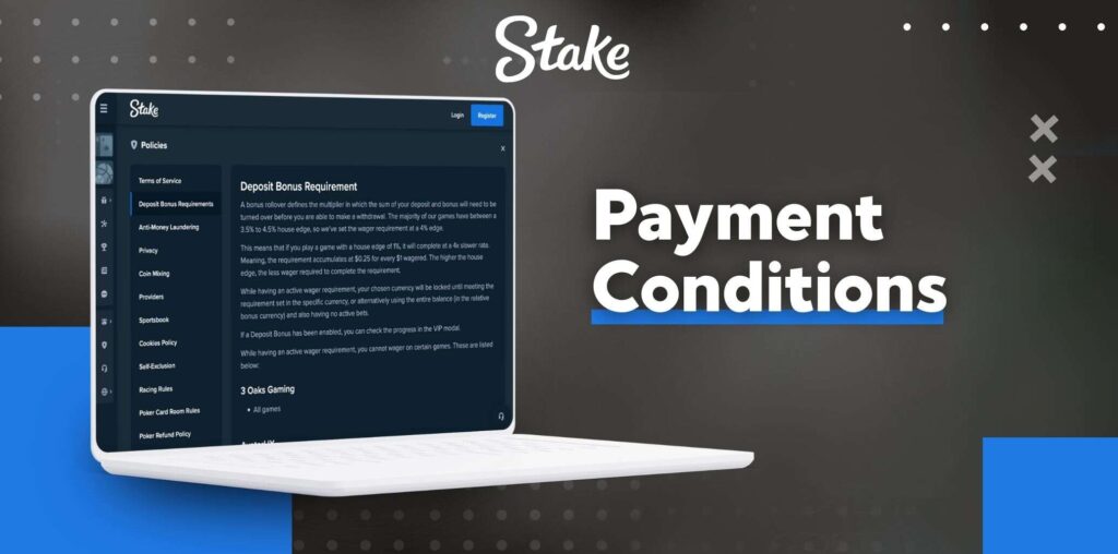 Stake Pakistan Payment Conditions overview